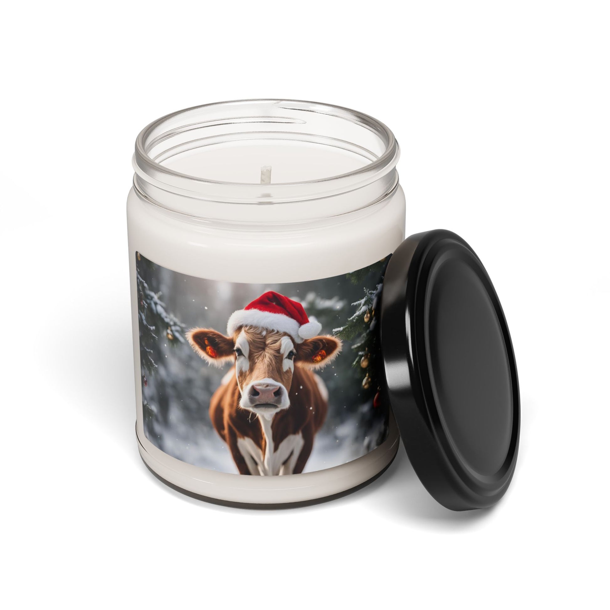 Festive Cow Scented Soy Candle | 9oz Holiday Aroma | Perfect Christmas Gift - aMOOsing Designs