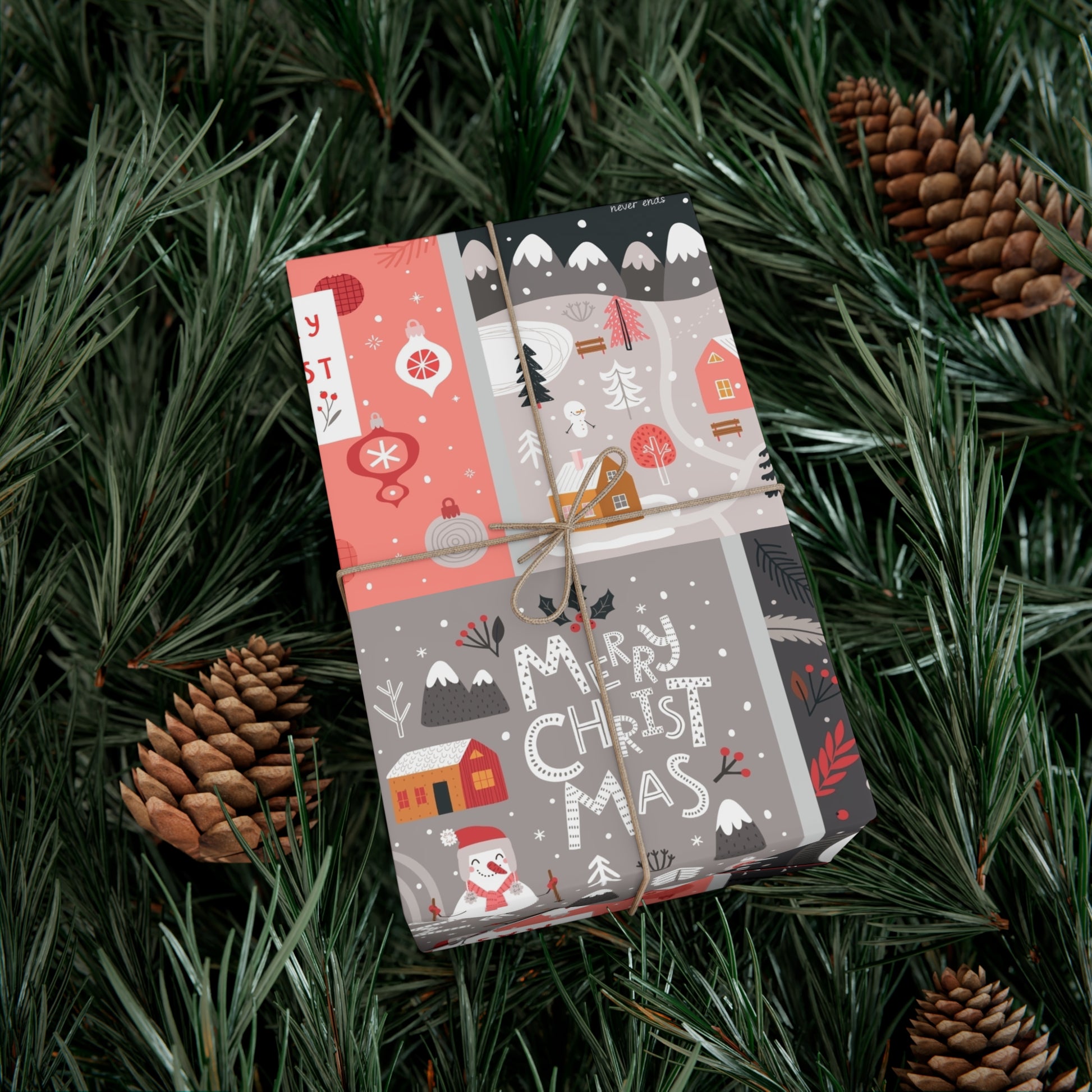 Festive Snowman Gift Wrap Paper - Holiday Cheer Wrapping Sheets for Christmas & More - aMOOsing Designs