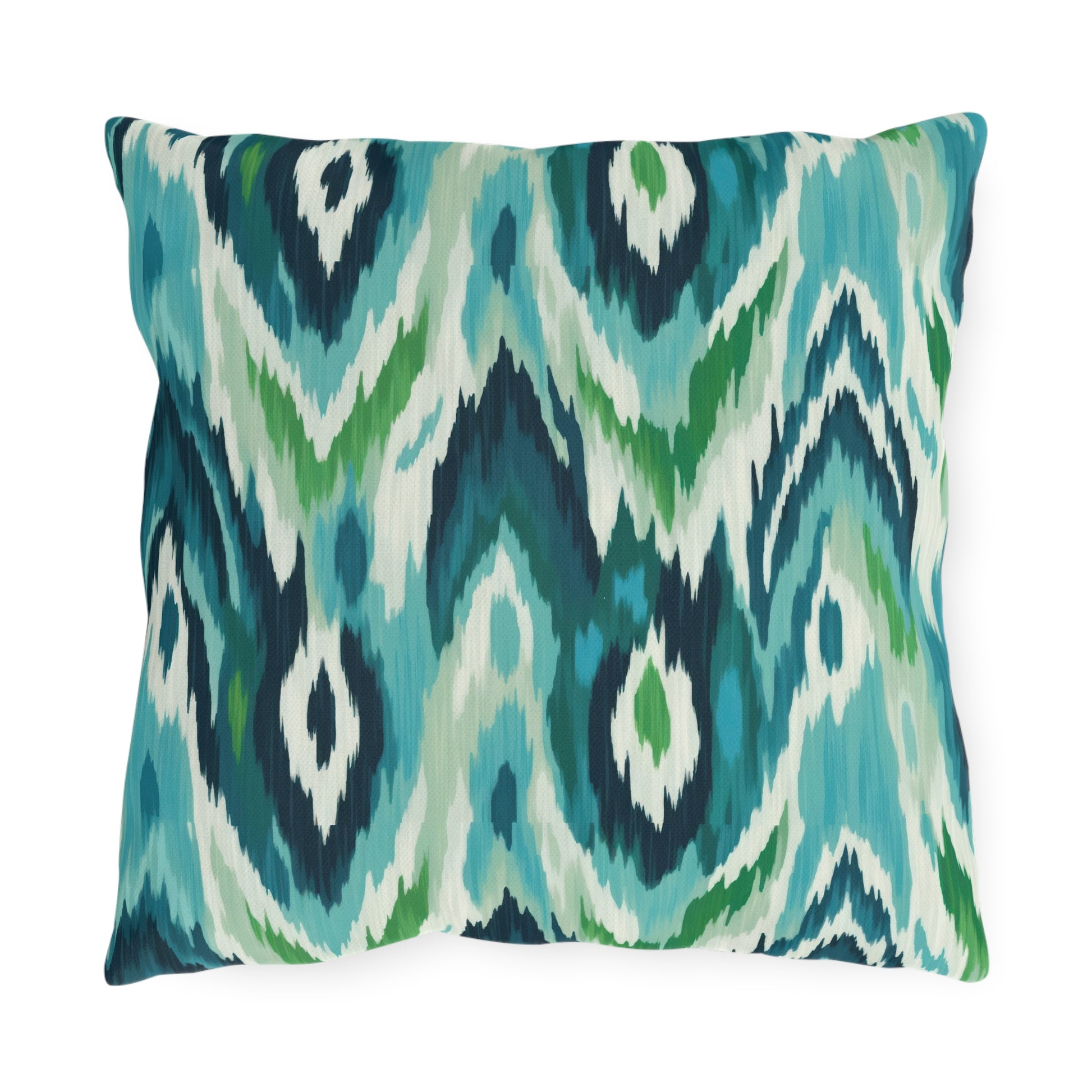 Vibrant Outdoor Pillows - Coastal Ikat Design for Patio & Garden Decor - aMOOsing Designs