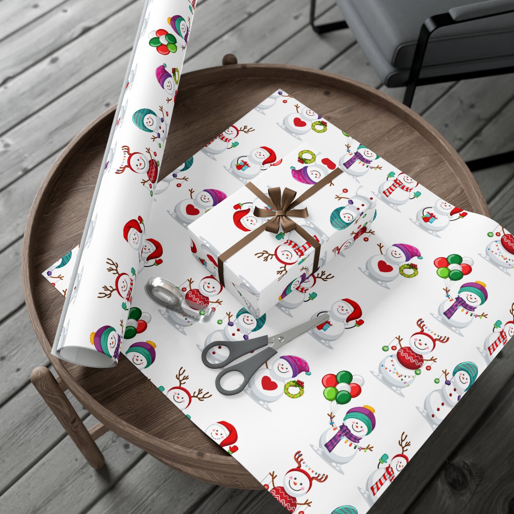 Gift Wrap Papers - Festive Snowman Holiday Cheer Wrapping Sheets - aMOOsing Designs