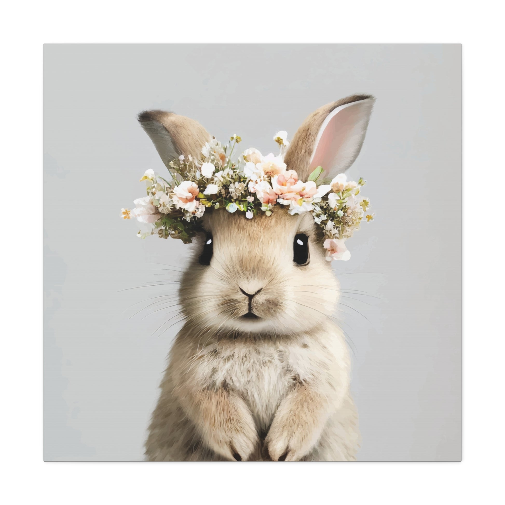 Cute Floral Bunny Canvas Wall Art - Perfect Spring Decor - aMOOsing Designs