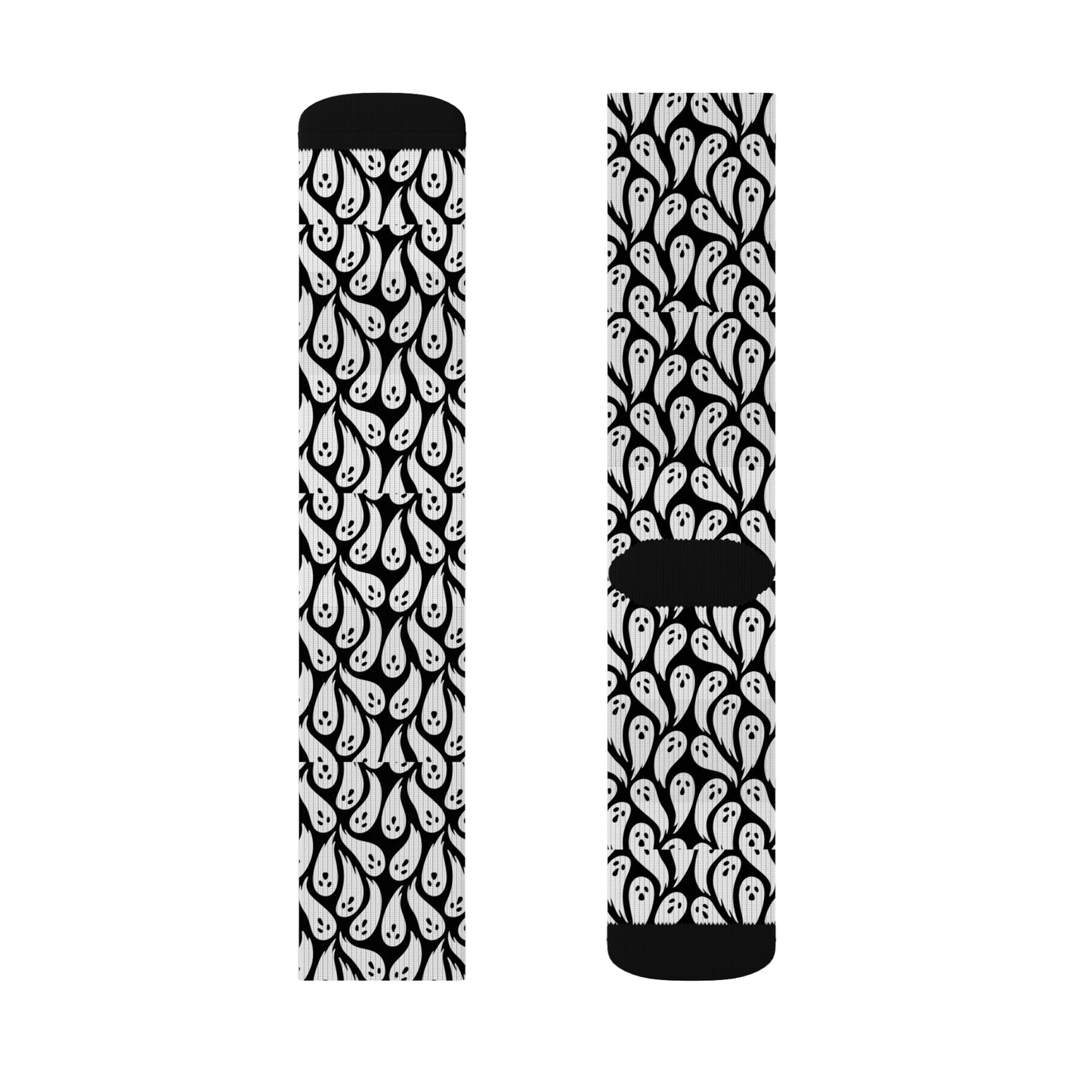 Ghostly Vibes Sublimation Socks | Halloween Gift, Cozy Footwear, Unique Accessories, Fun Socks, Ghost Print Socks