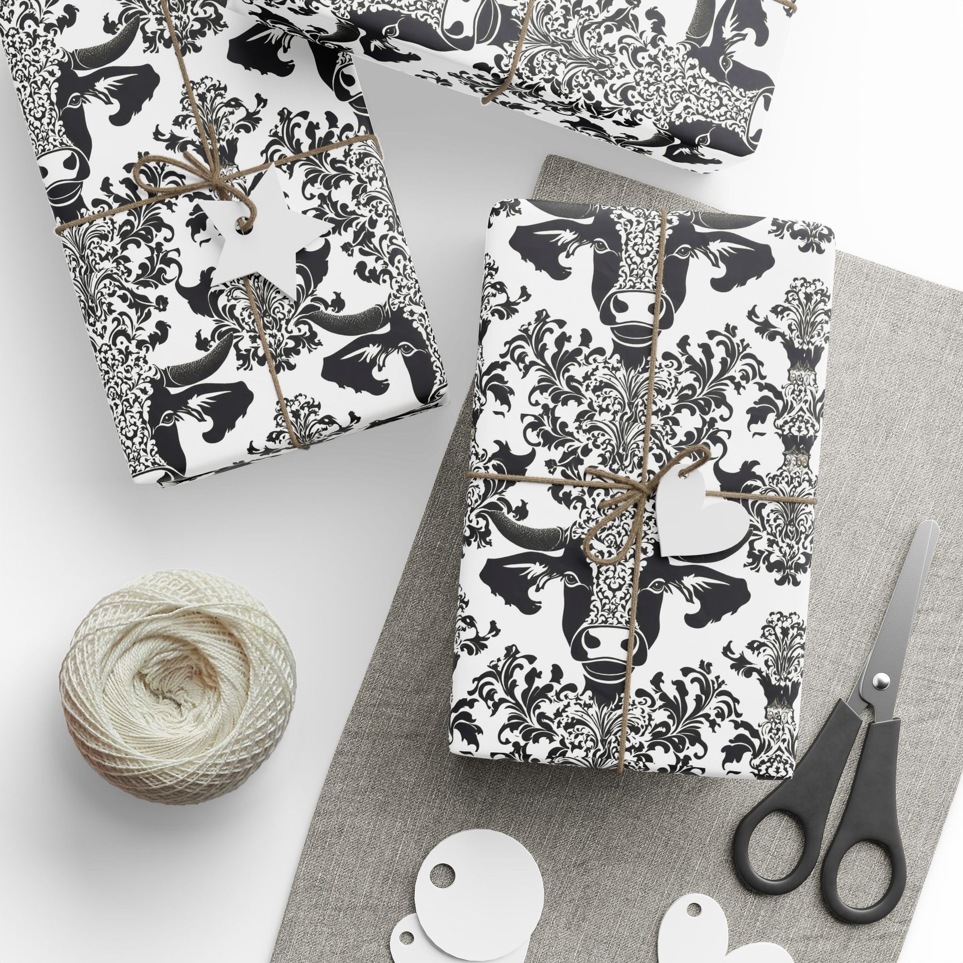 Elegant Wrapping Paper Roll, Versatile Gift Wrap for All Occasions, Black and White Vintage Design, Birthday, Wedding, Holiday, Special - aMOOsing Designs