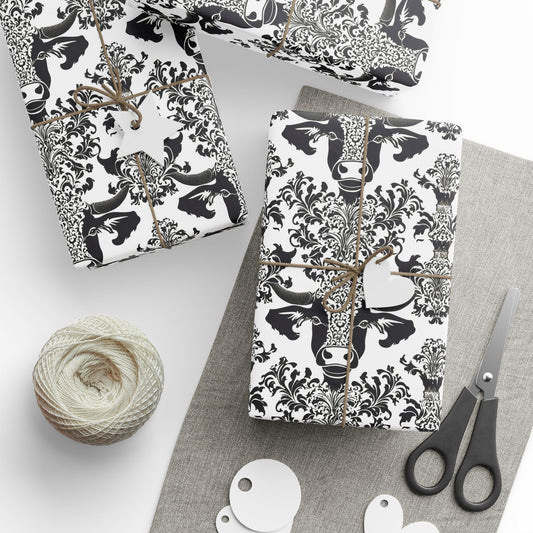 Elegant Wrapping Paper Roll, Versatile Gift Wrap for All Occasions, Black and White Vintage Design, Birthday, Wedding, Holiday, Special - aMOOsing Designs
