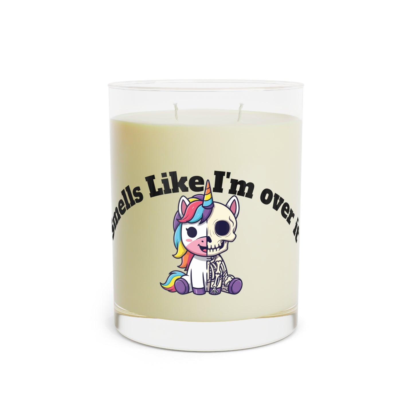 Scented Candle - Whimsical Unicorn Design, Smells Like I'm Over It - Great for Relaxing, Gifts, Home Decor, Self-Care - 11oz Glass Jar
