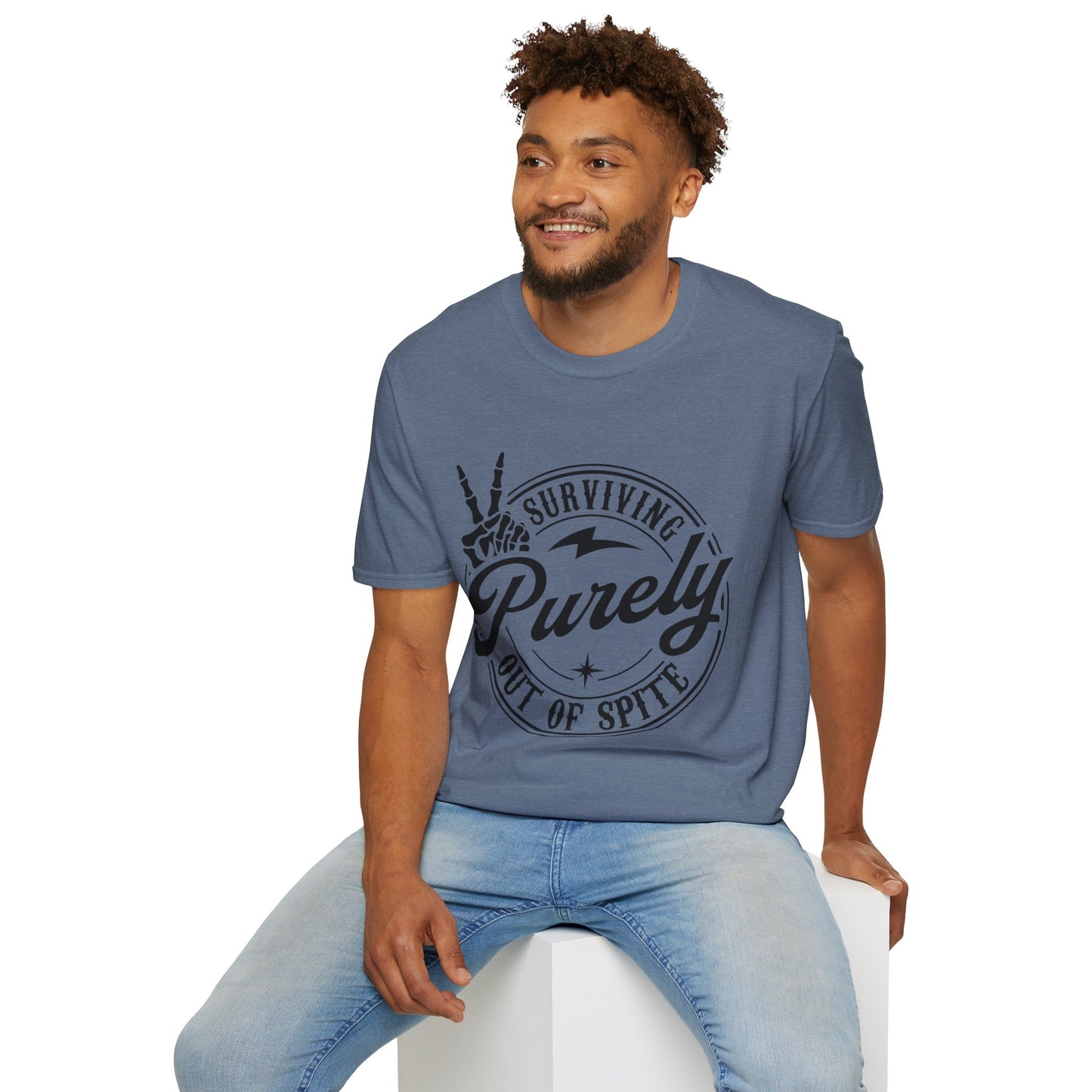 Surviving Purely Out of Spite- Funny Men's Softstyle T-Shirt