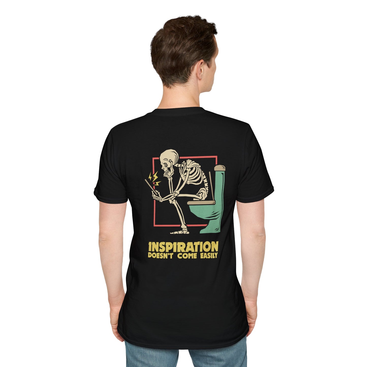 Inspiration Doesn't Come Easily- Skeleton Art Men's T-Shirt