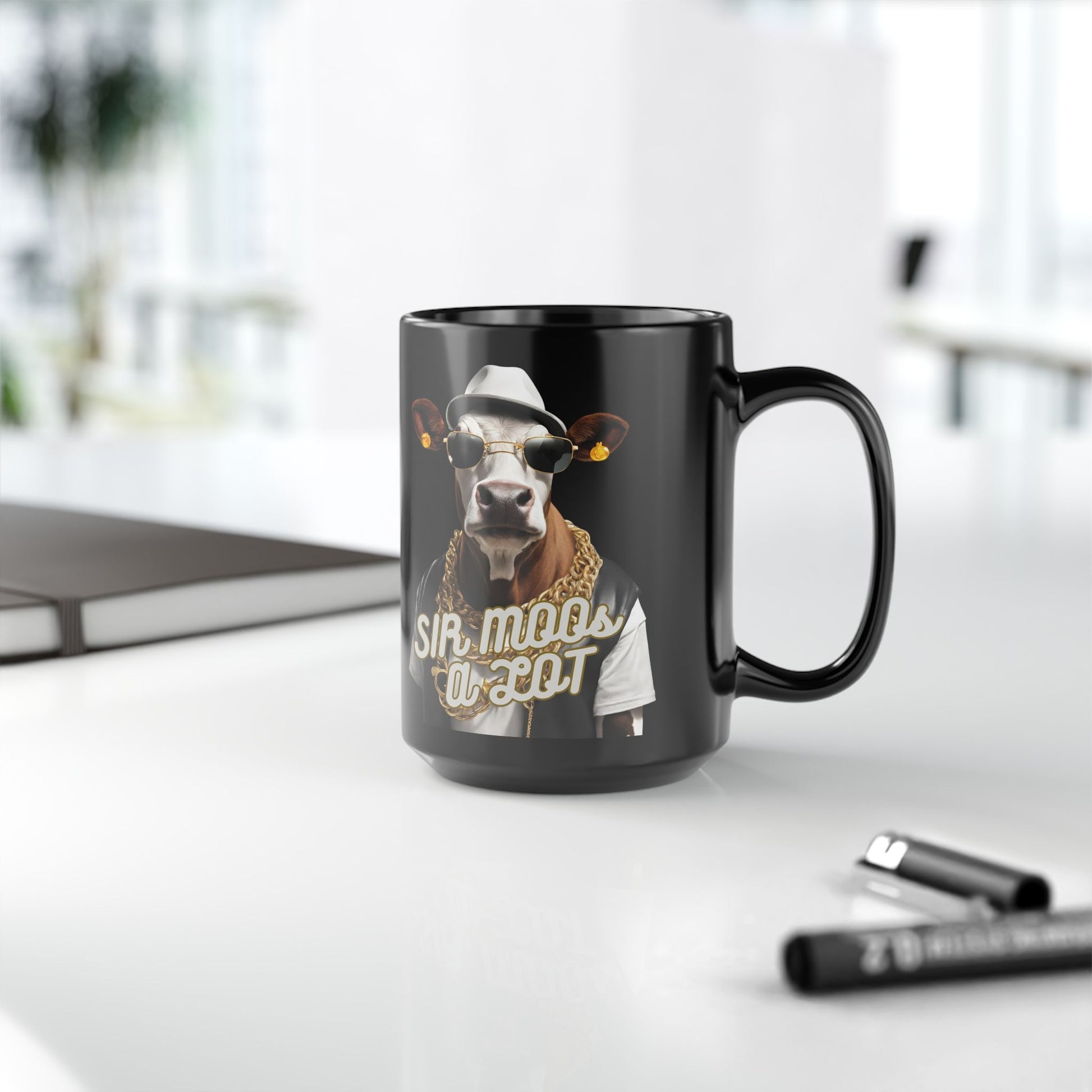 Mug - Sir Moos a lot Coffee Mug - Funny Cow Design - aMOOsing Designs