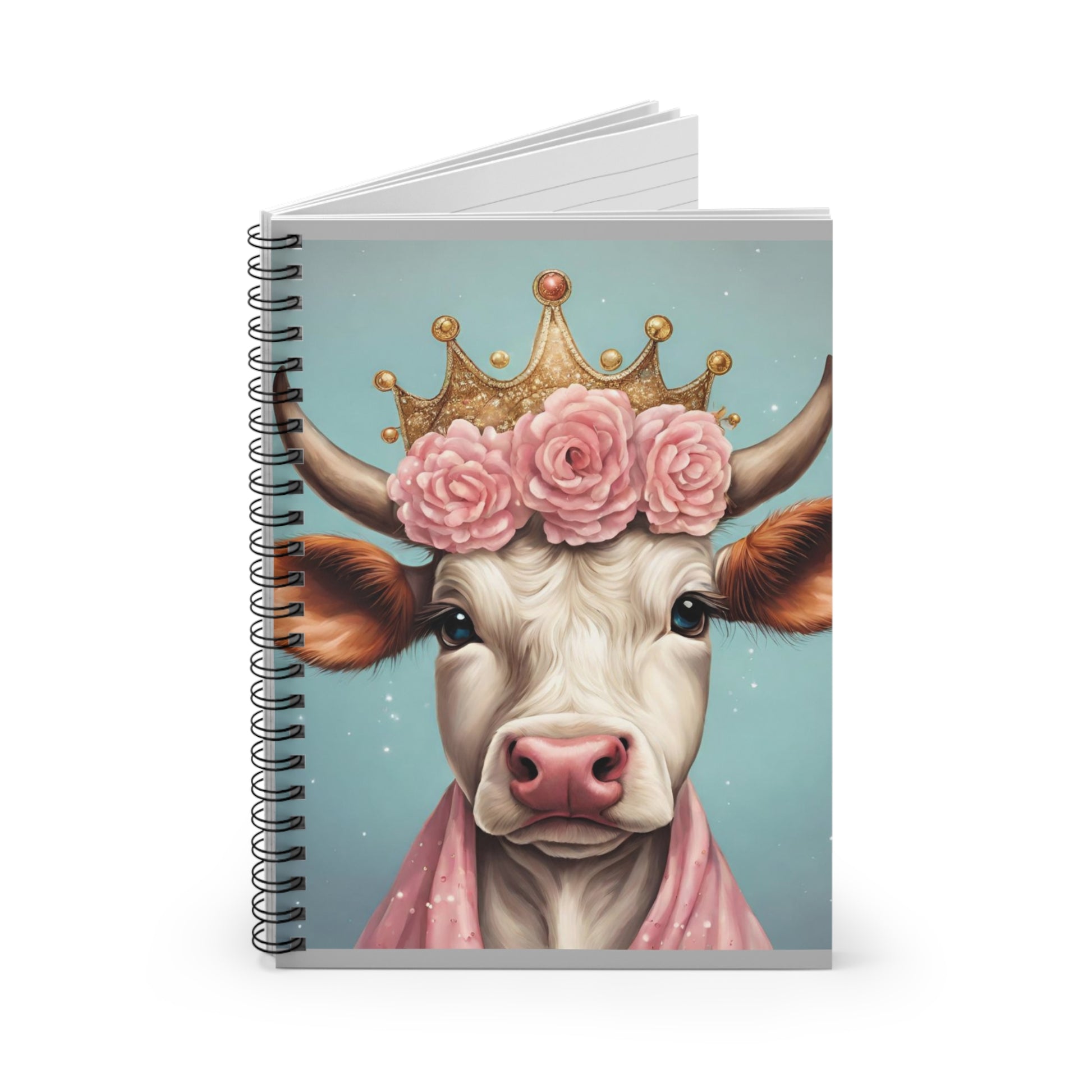 Princess Moo Spiral Notebook - Ruled Line, 118-page notebook with durable cover featuring a crowned cow artwork.