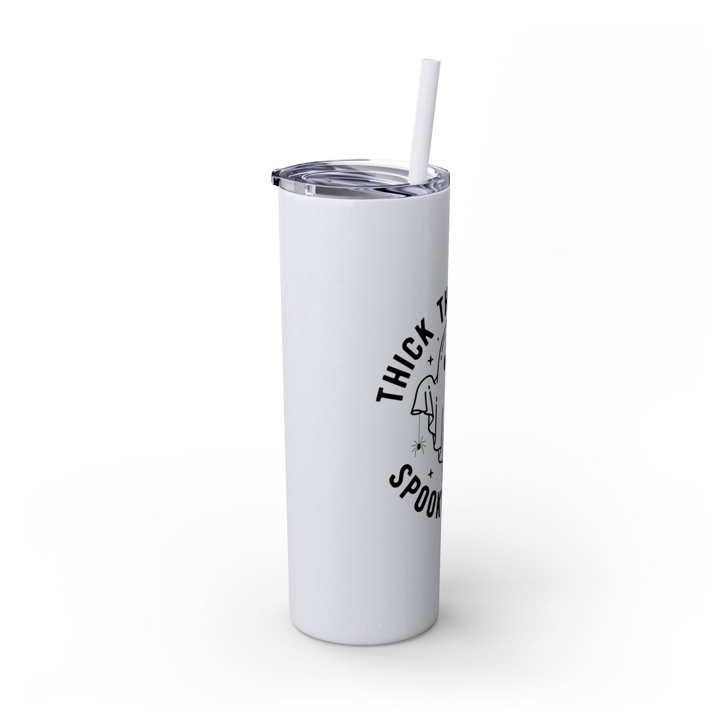 Thick Thighs and Spooky Vibes Tumbler, Halloween Mug, Autumn Cup, Ghost Lover Gift, 20oz Steel Straw Cup