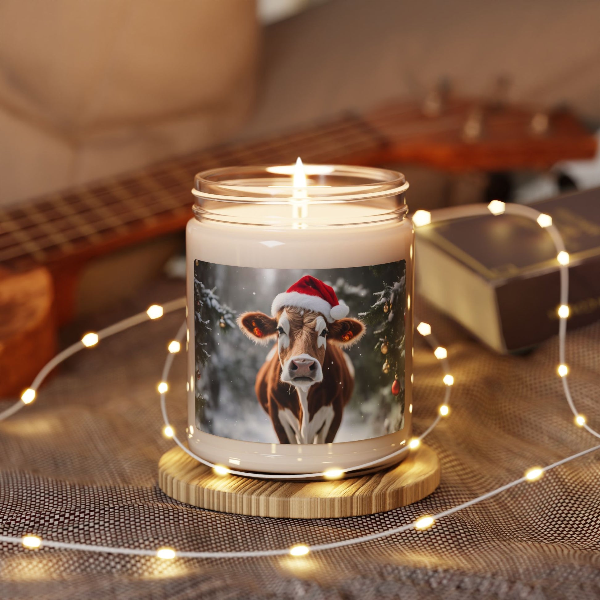 Festive Cow Scented Soy Candle | 9oz Holiday Aroma | Perfect Christmas Gift - aMOOsing Designs