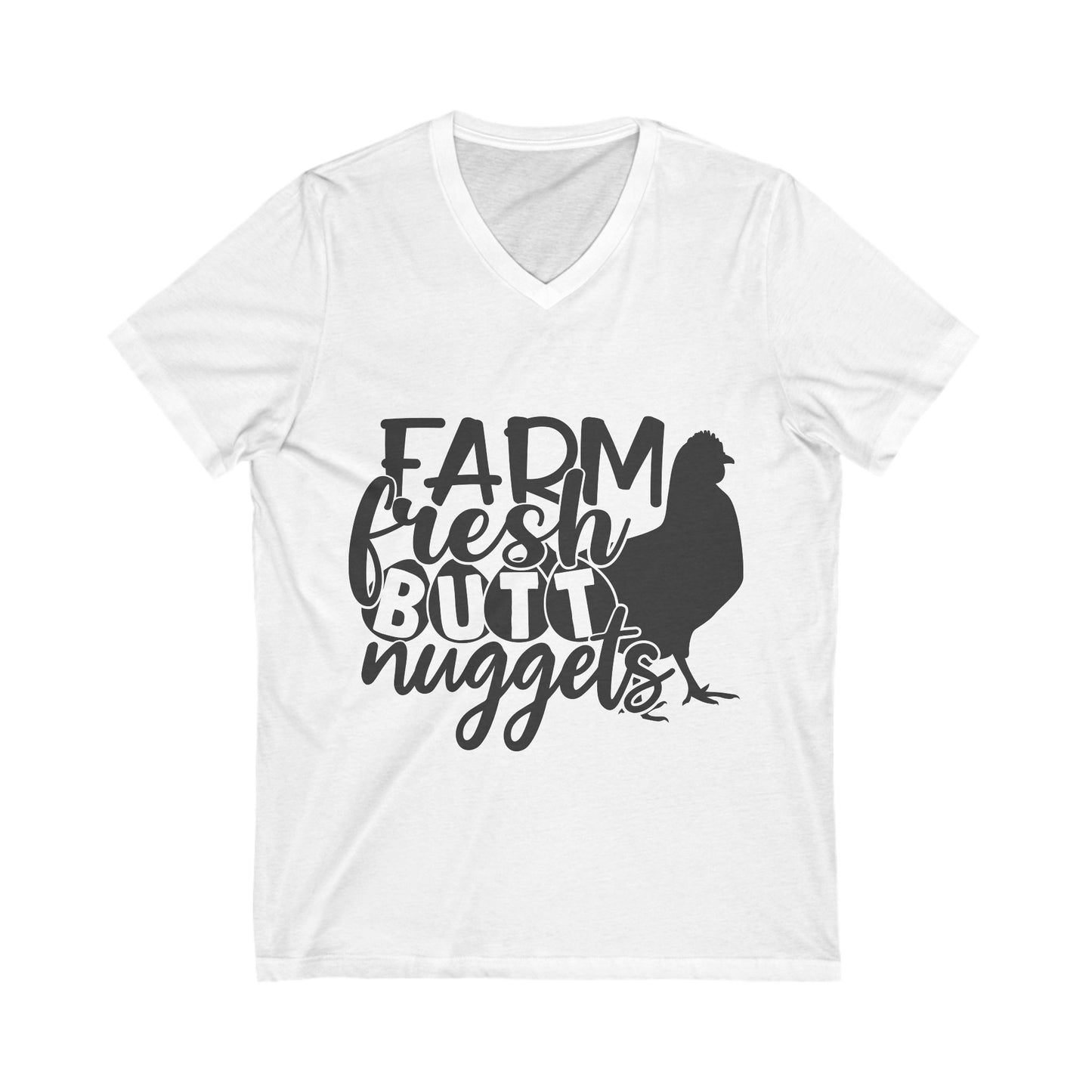 Farm Fresh Butt Nuggets V-Neck Tee - Perfect for Farmers & Chicken Lovers - aMOOsing Designs