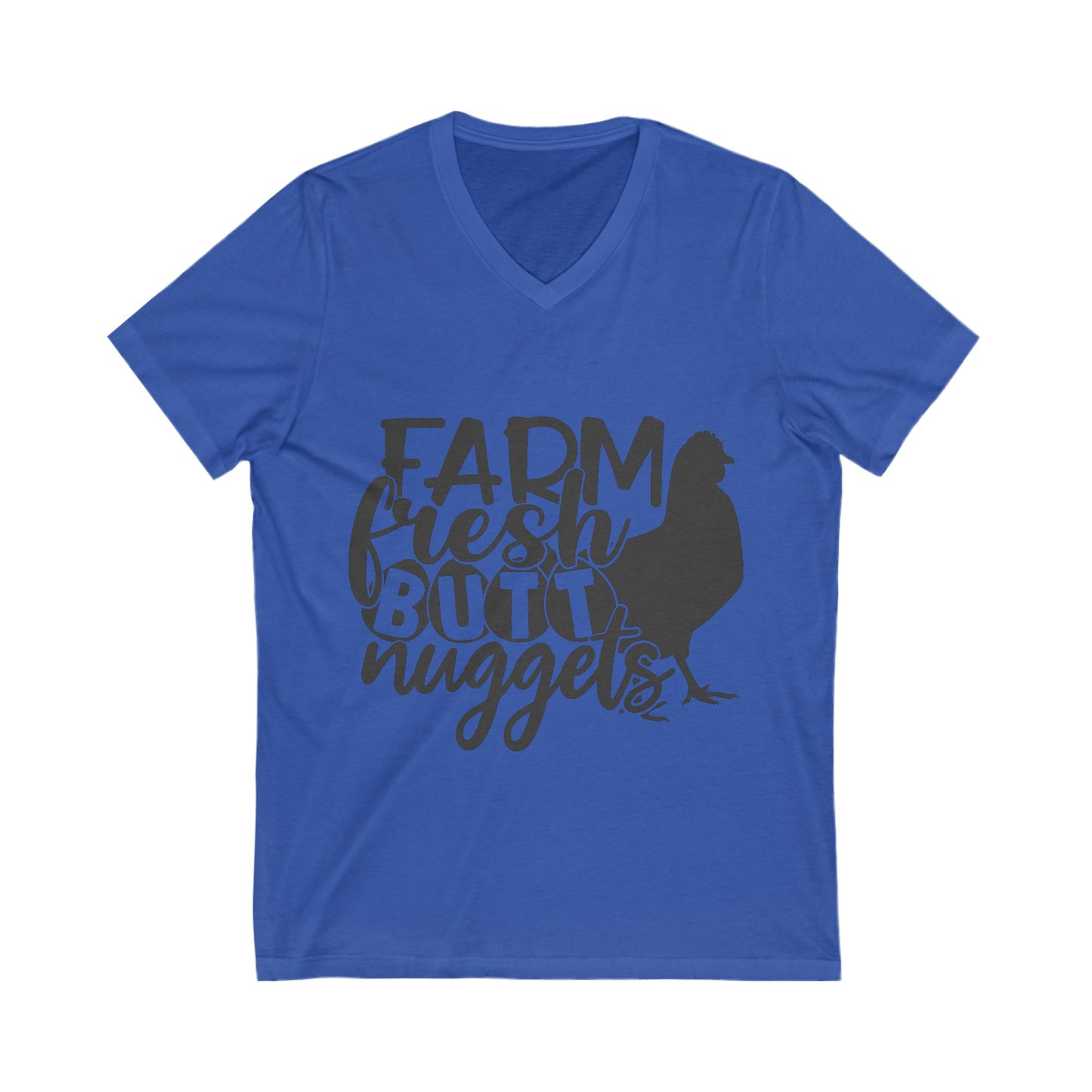 Farm Fresh Butt Nuggets V-Neck Tee - Perfect for Farmers & Chicken Lovers - aMOOsing Designs