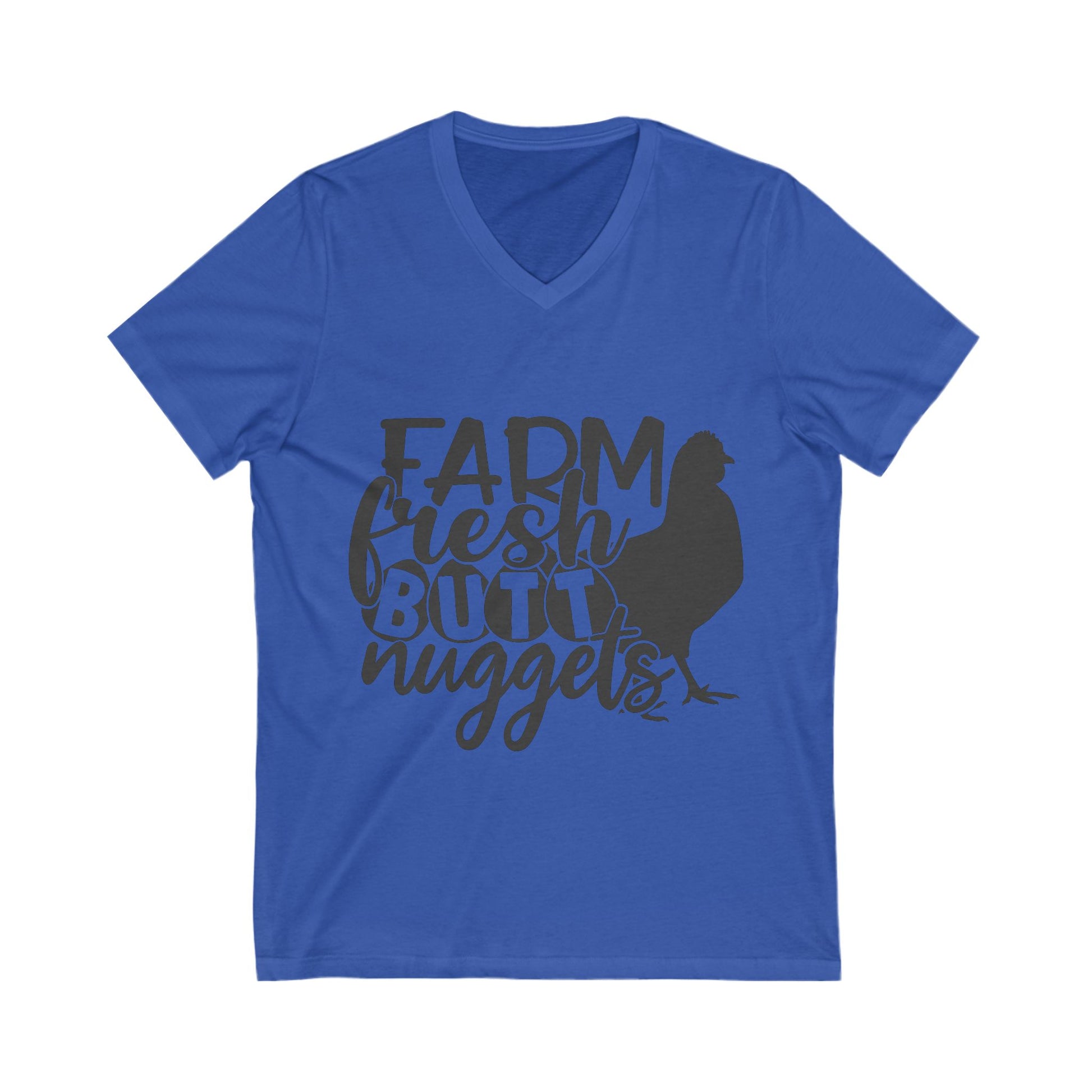 Farm Fresh Butt Nuggets V-Neck Tee - Perfect for Farmers & Chicken Lovers - aMOOsing Designs