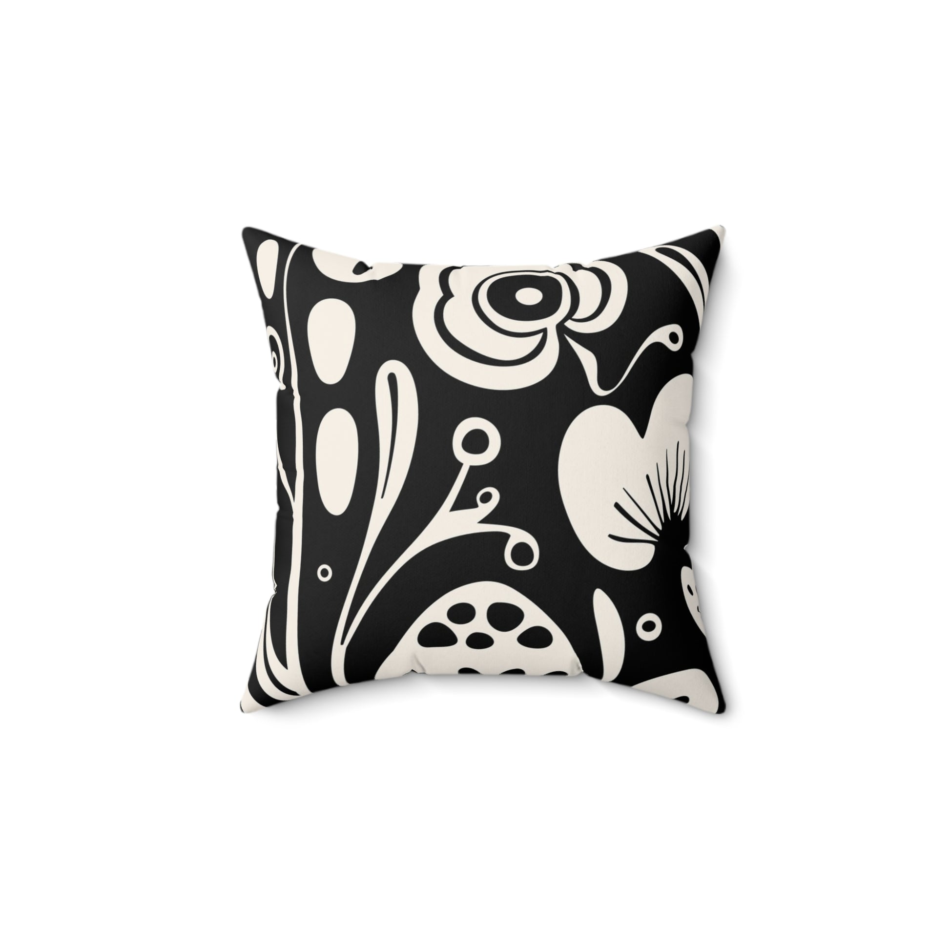 Boho Floral Throw Pillow, Modern Home Decor, Gift for Her, Couch Cushion, Black and White Pillow, Living Room Accent - aMOOsing Designs