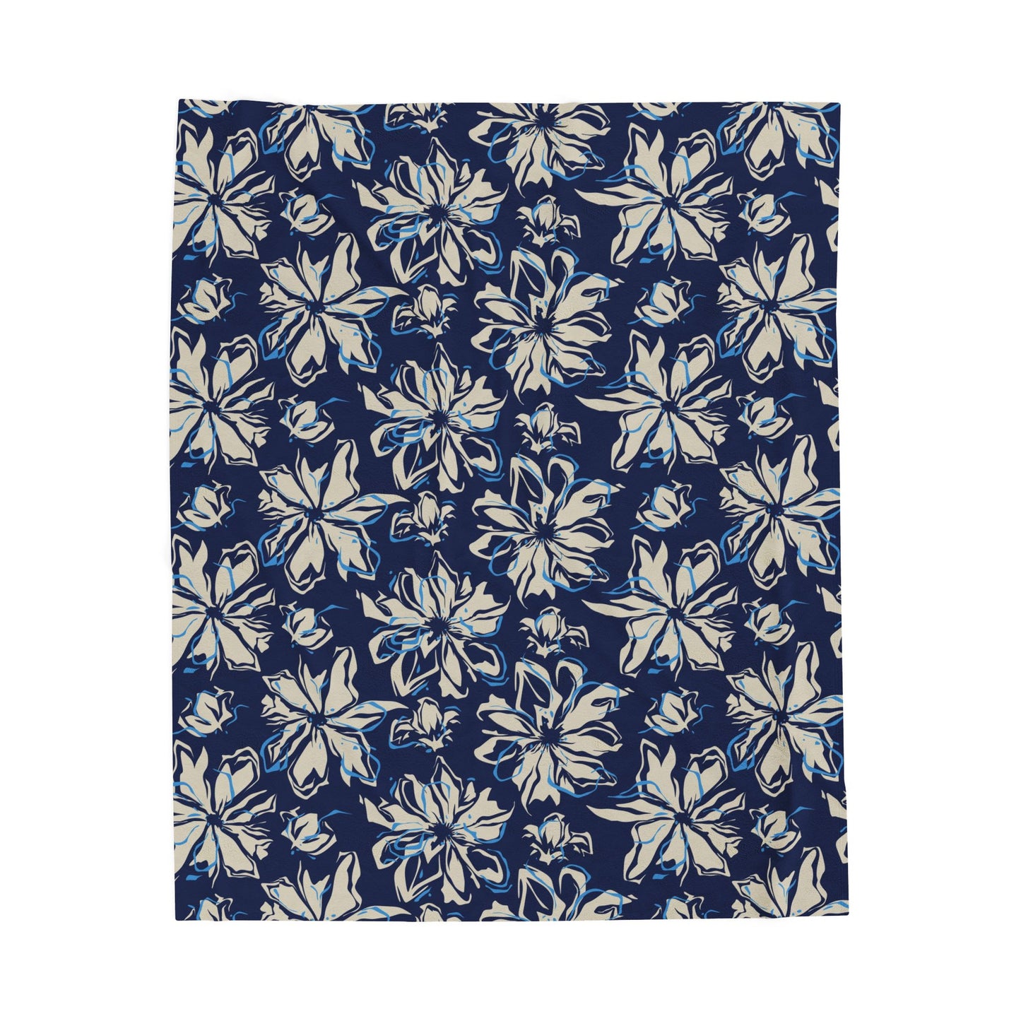 Navy Floral Velveteen Plush Blanket, Cozy Throw for Home, Perfect Gift for Birthdays, Holidays, Living Room Decor, Soft Blanket