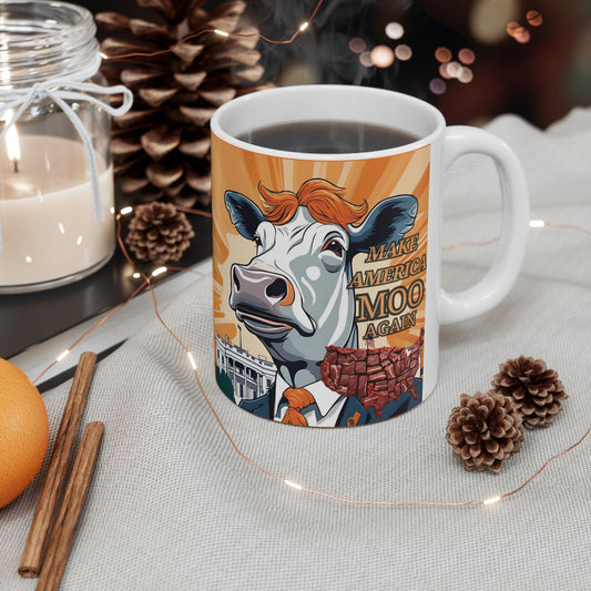Make America Moo Again Ceramic Mug - Funny Political Gift for Coffee Lovers - aMOOsing Designs