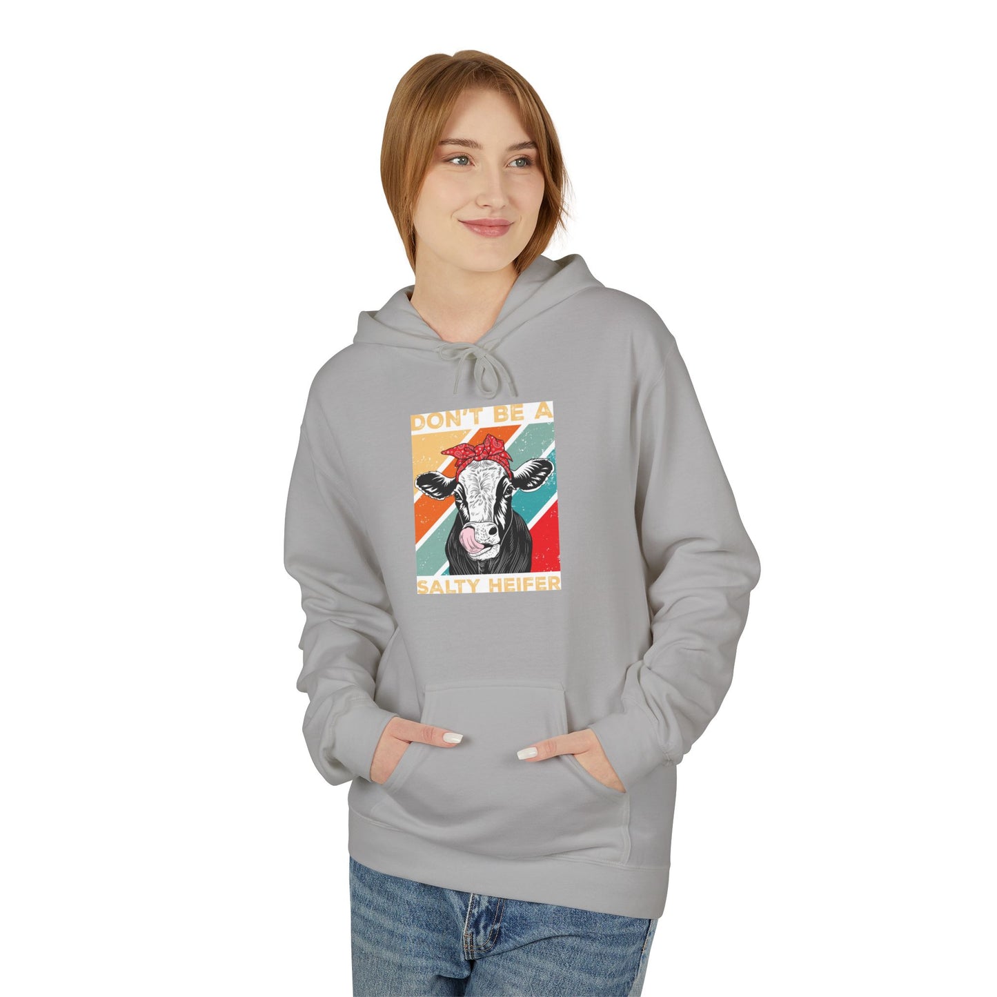 Funny Salty Heifer Fleece Hoodie - Unisex Midweight Pullover - aMOOsing Designs