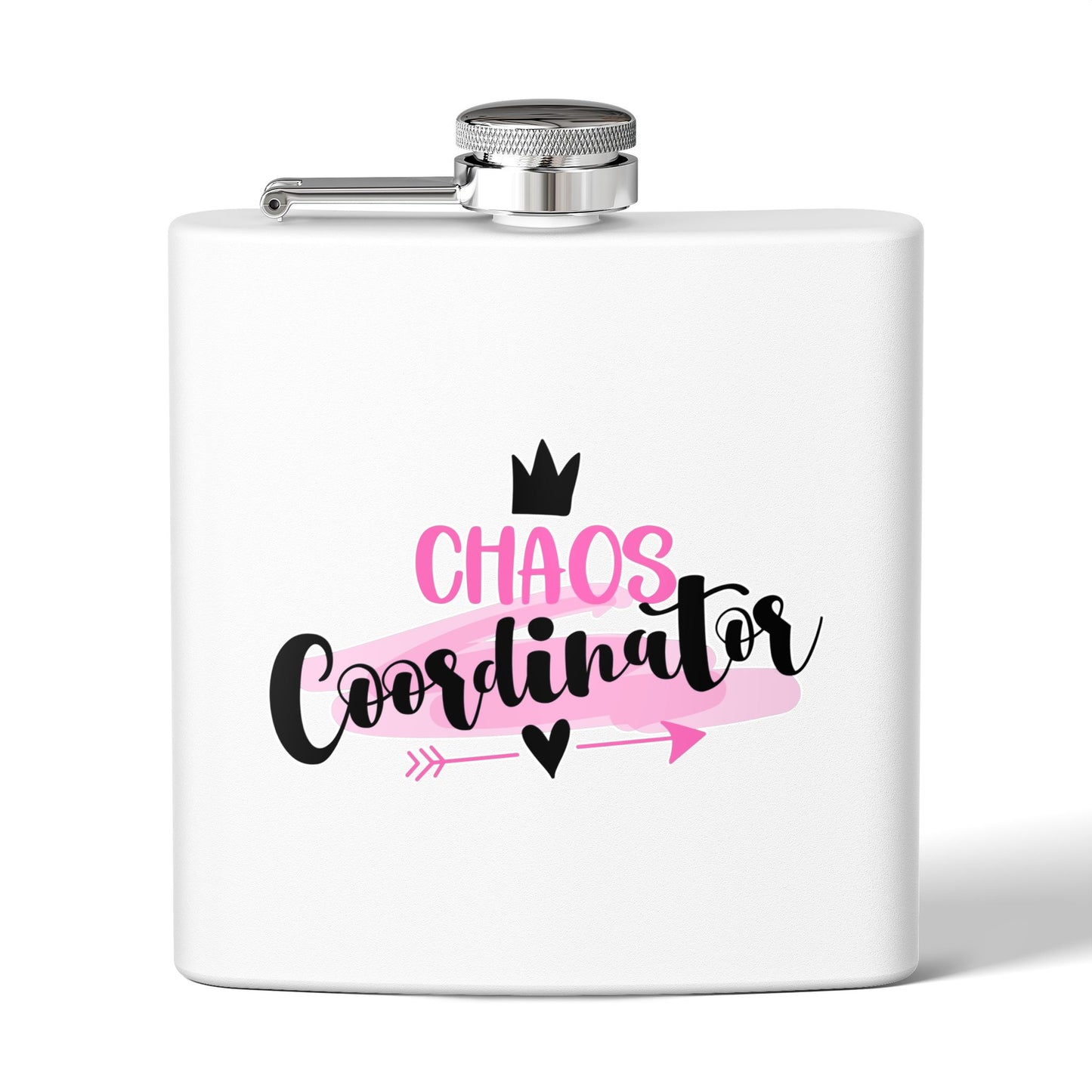 Personalized Chaos Coordinator Stainless Steel Flask - 6oz Perfect Wedding Party Gift - aMOOsing Designs