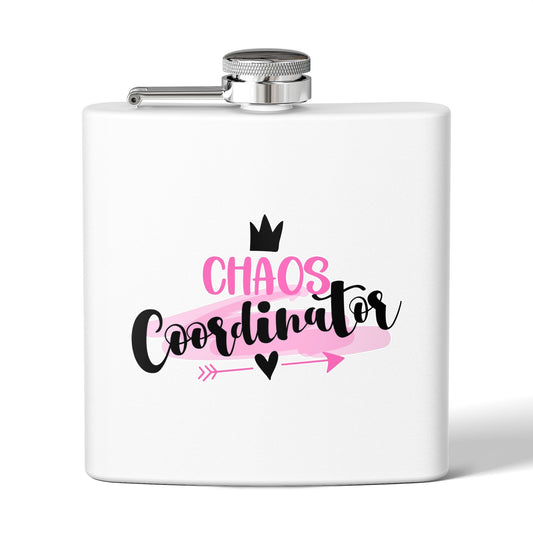 Personalized Chaos Coordinator Stainless Steel Flask - 6oz Perfect Wedding Party Gift