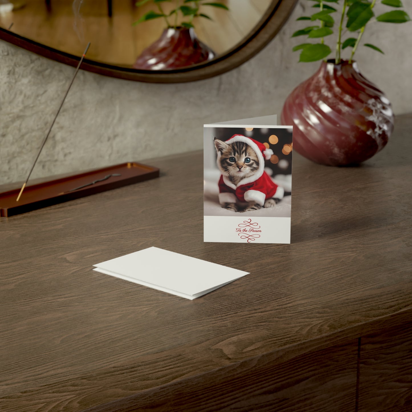 Adorable Cat Christmas Greeting Cards - Set of 1, 10, 30, or 50 - aMOOsing Designs