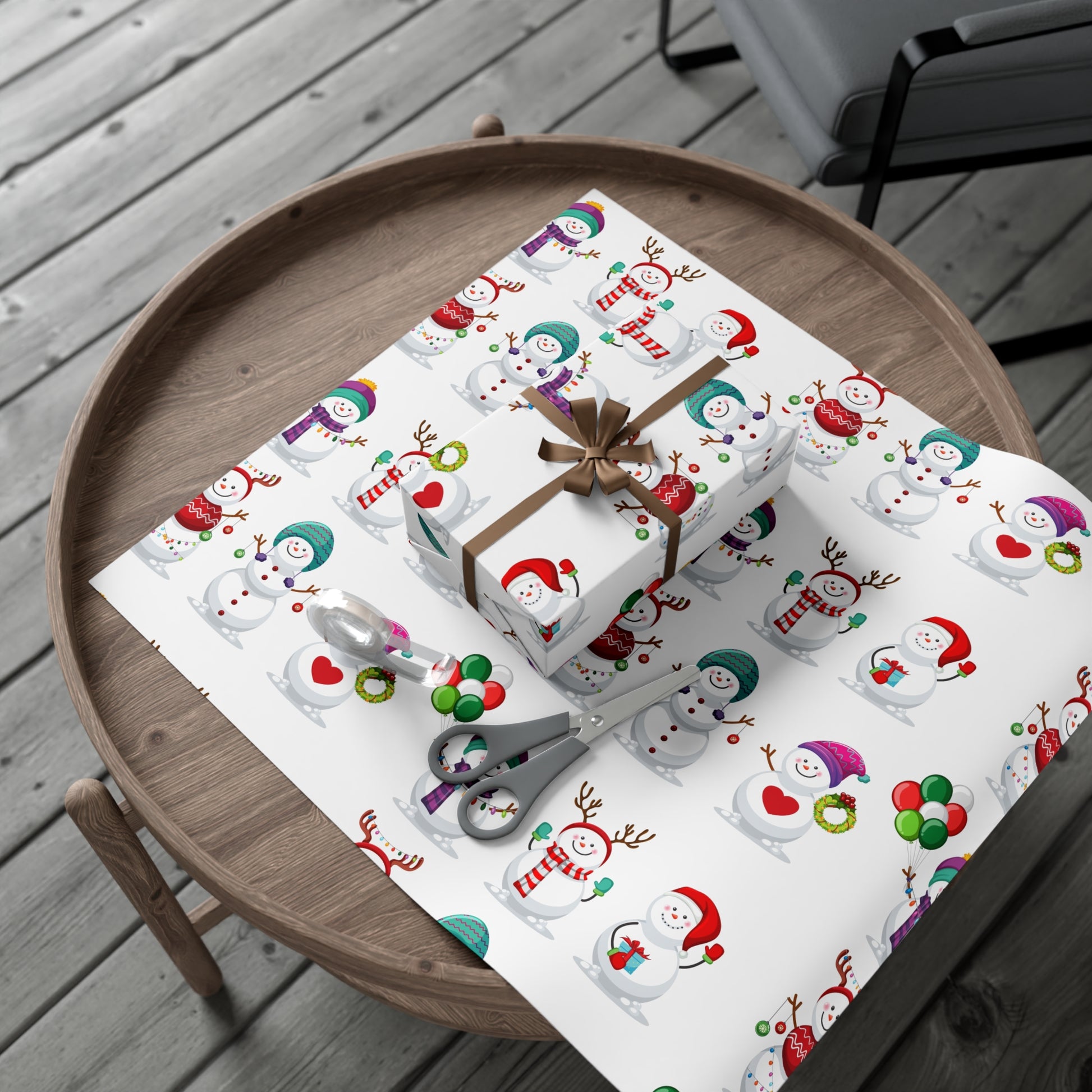 Gift Wrap Papers - Festive Snowman Holiday Cheer Wrapping Sheets - aMOOsing Designs