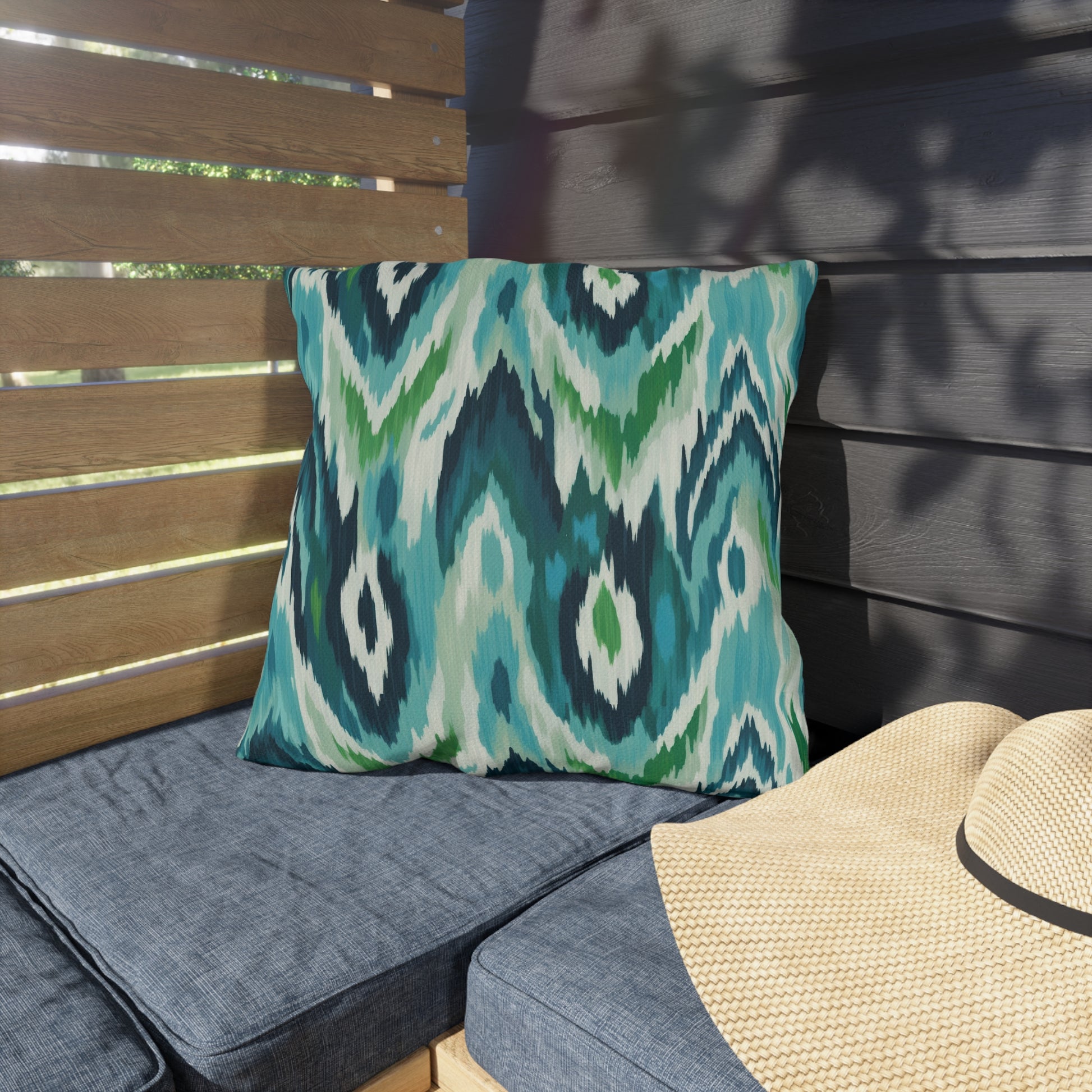 Vibrant Outdoor Pillows - Coastal Ikat Design for Patio & Garden Decor - aMOOsing Designs