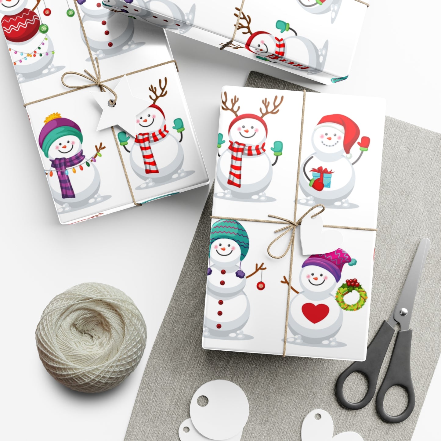 Gift Wrap Papers - Festive Snowman Holiday Cheer Wrapping Sheets - aMOOsing Designs