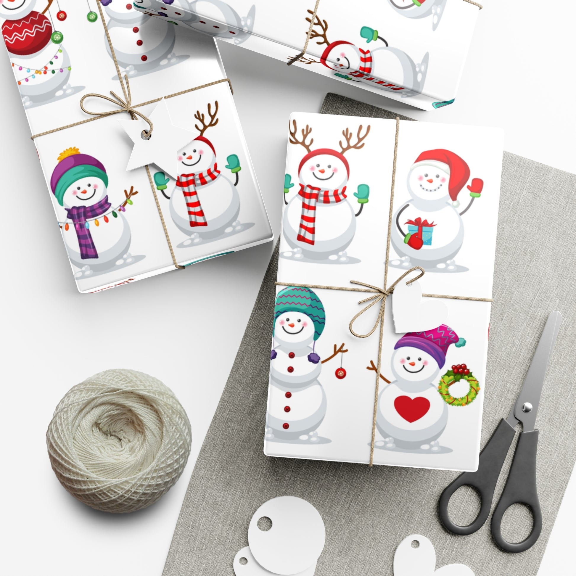Gift Wrap Papers - Festive Snowman Holiday Cheer Wrapping Sheets - aMOOsing Designs