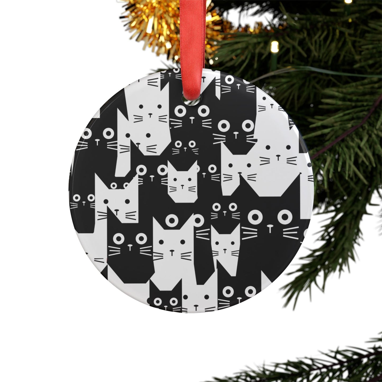 Cat-Themed Acrylic Ornament, Cute Cat Decor, Christmas Tree Ornament, Pet Lovers Gift, Holiday Decoration, Fun Kitty Keepsake