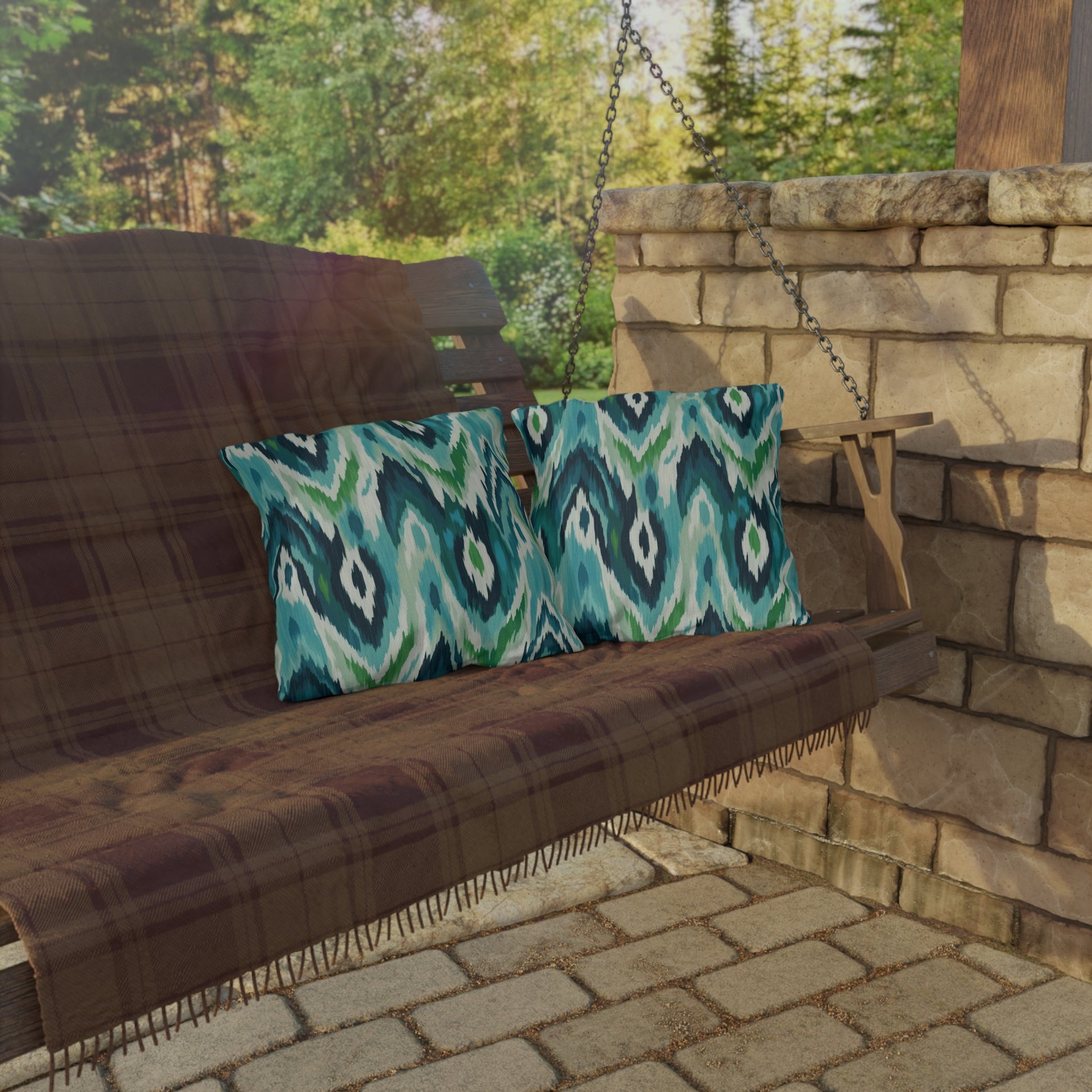Vibrant Outdoor Pillows - Coastal Ikat Design for Patio & Garden Decor - aMOOsing Designs