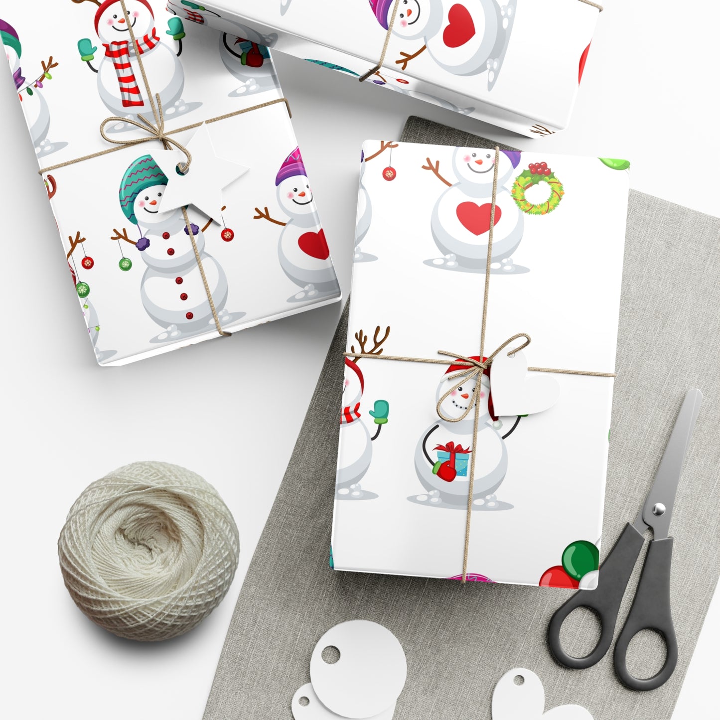 Gift Wrap Papers - Festive Snowman Holiday Cheer Wrapping Sheets - aMOOsing Designs