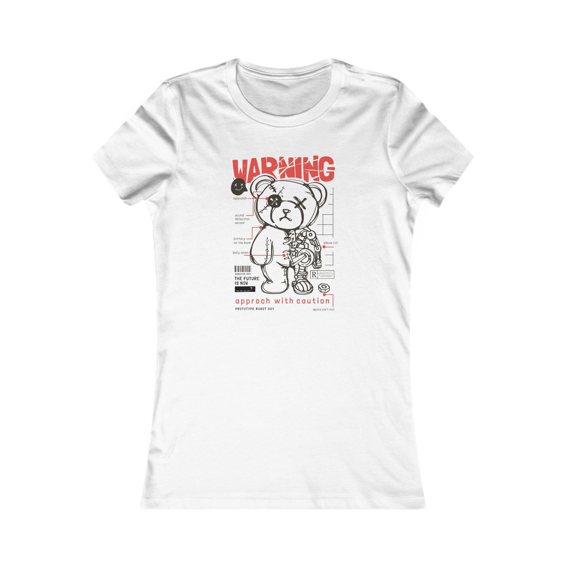 Cute Warning Bear Tee, Graphic T-Shirt for Women, Casual Wear, Approach With Caution - aMOOsing Designs