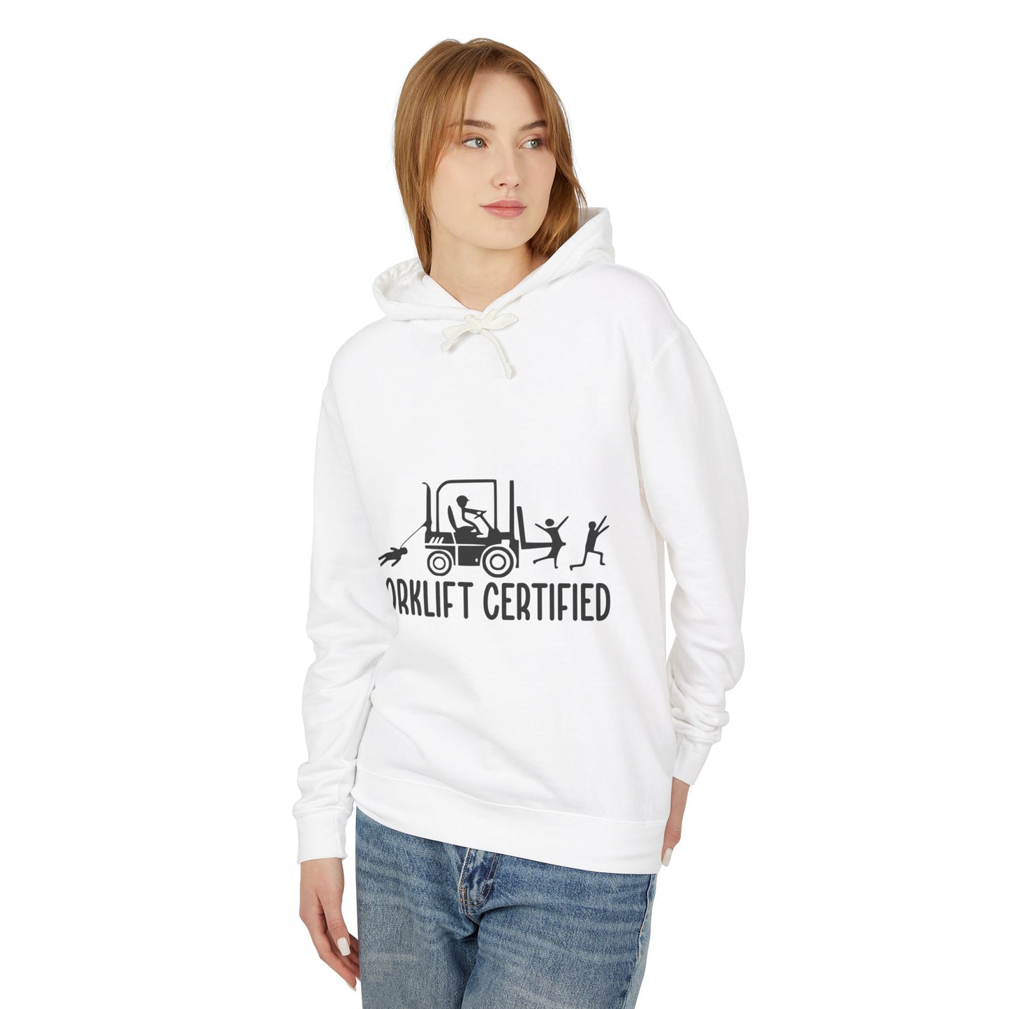 Forklift Certified Unisex Lightweight Hooded Sweatshirt - Perfect for Construction Enthusiasts! - aMOOsing Designs