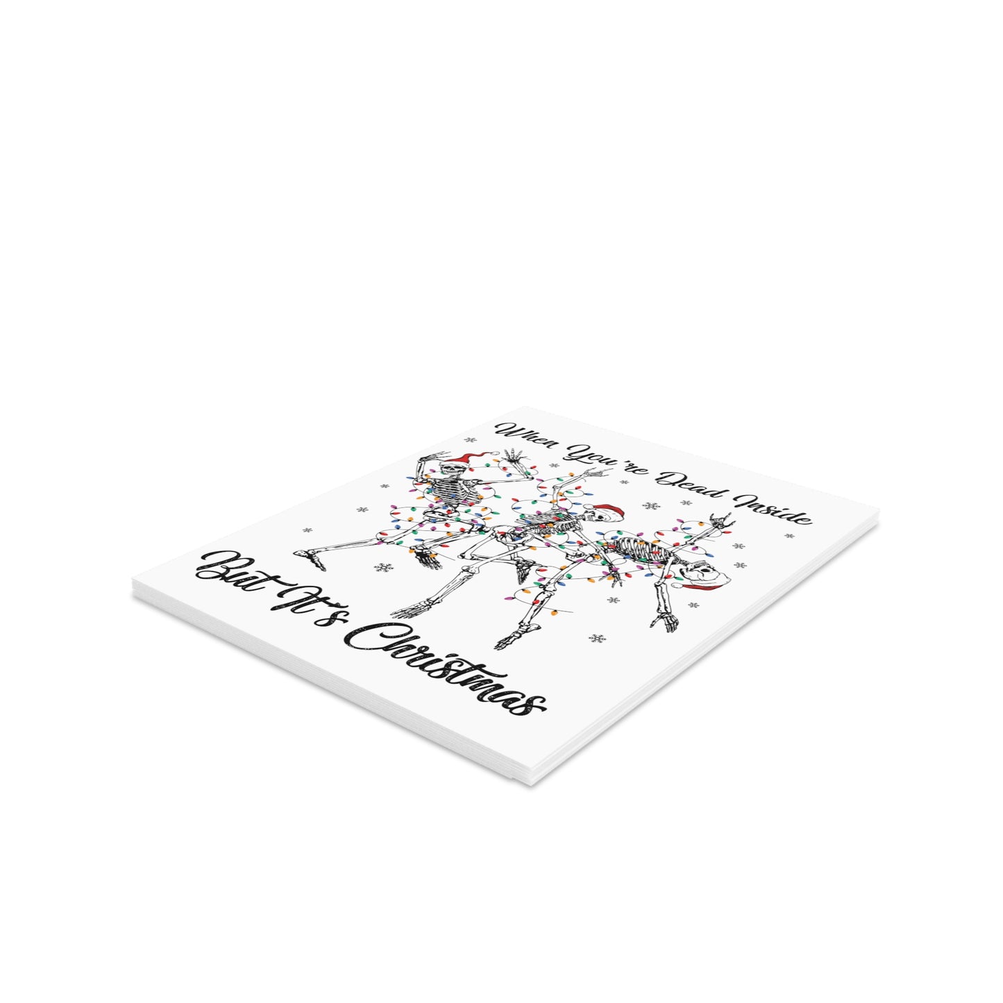 Christmas Skeleton Greeting Cards, Funny Holiday Cards, Unique Xmas Cards, Humorous Christmas Cards, Skeleton Art Cards