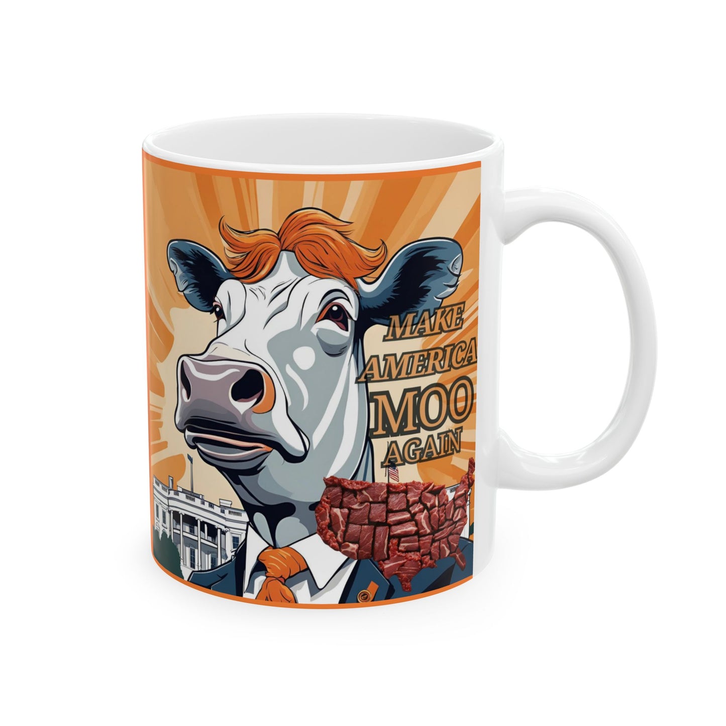 Make America Moo Again Ceramic Mug - Funny Political Gift for Coffee Lovers - aMOOsing Designs