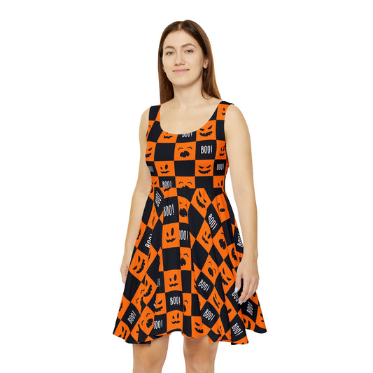 Spooky Halloween Skater Dress | Fun Fall Party Outfit, Cute Costume, Trick or Treat Dress, Festive Fashion, Boo Wear