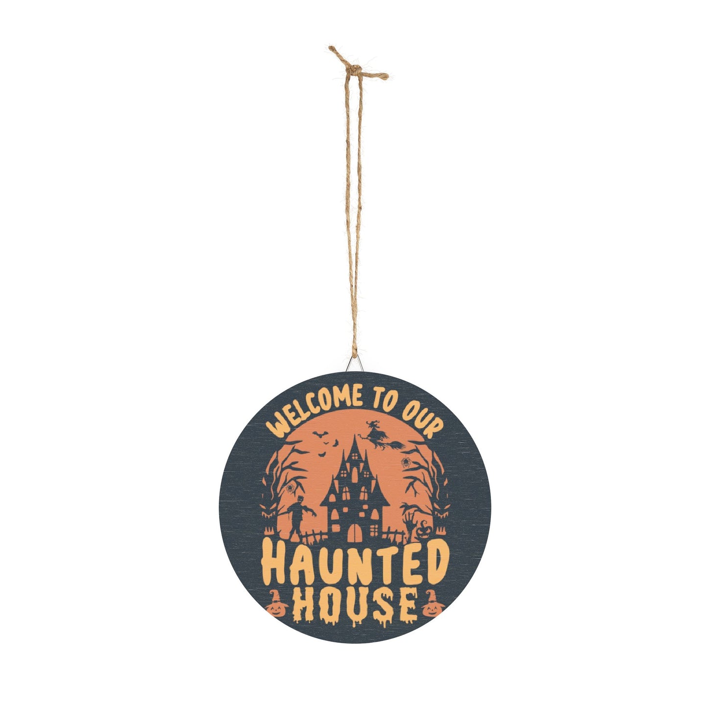Wooden Halloween Sign | Welcome to Our Haunted House Decor, Spooky Home Decor, Fall Season, Trick or Treat Sign, Halloween Party Decoration
