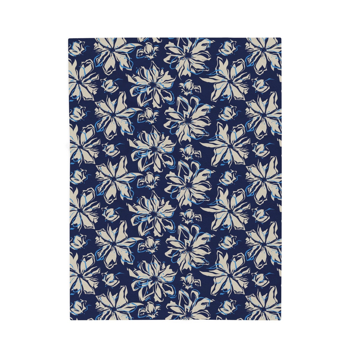 Navy Floral Velveteen Plush Blanket, Cozy Throw for Home, Perfect Gift for Birthdays, Holidays, Living Room Decor, Soft Blanket