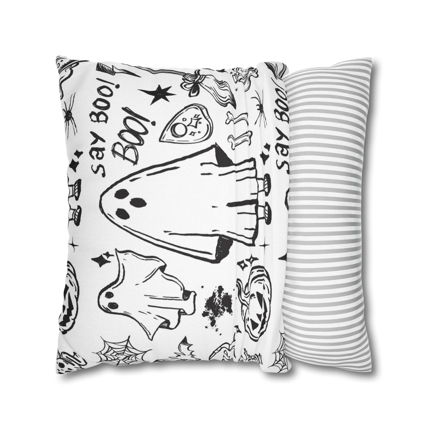 Halloween Ghost Pillowcase, Boo Decor, Spooky Home Cushion, Fall Pillows, Trick or Treat Theme, Holiday Accent Throw