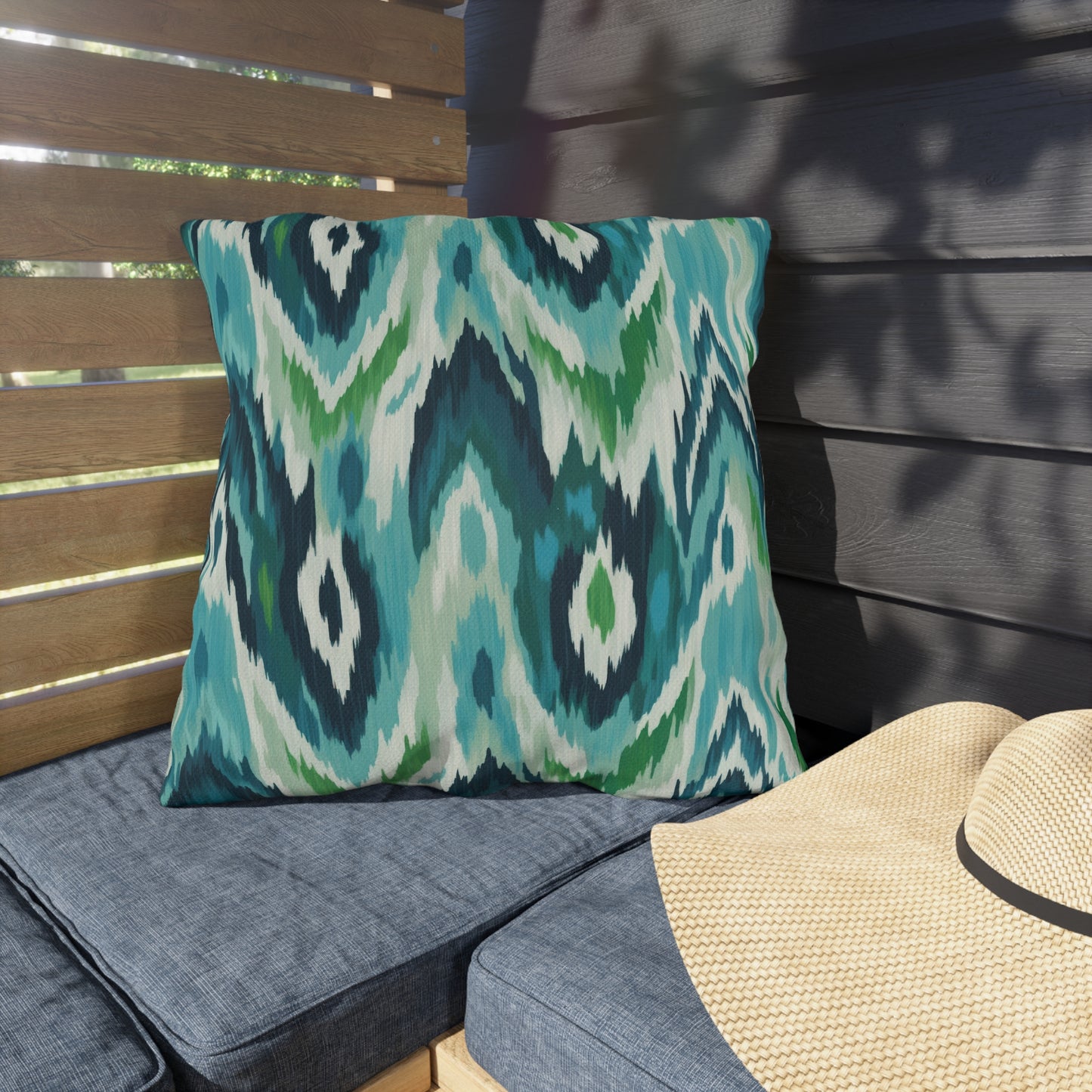 Vibrant Outdoor Pillows - Coastal Ikat Design for Patio & Garden Decor - aMOOsing Designs