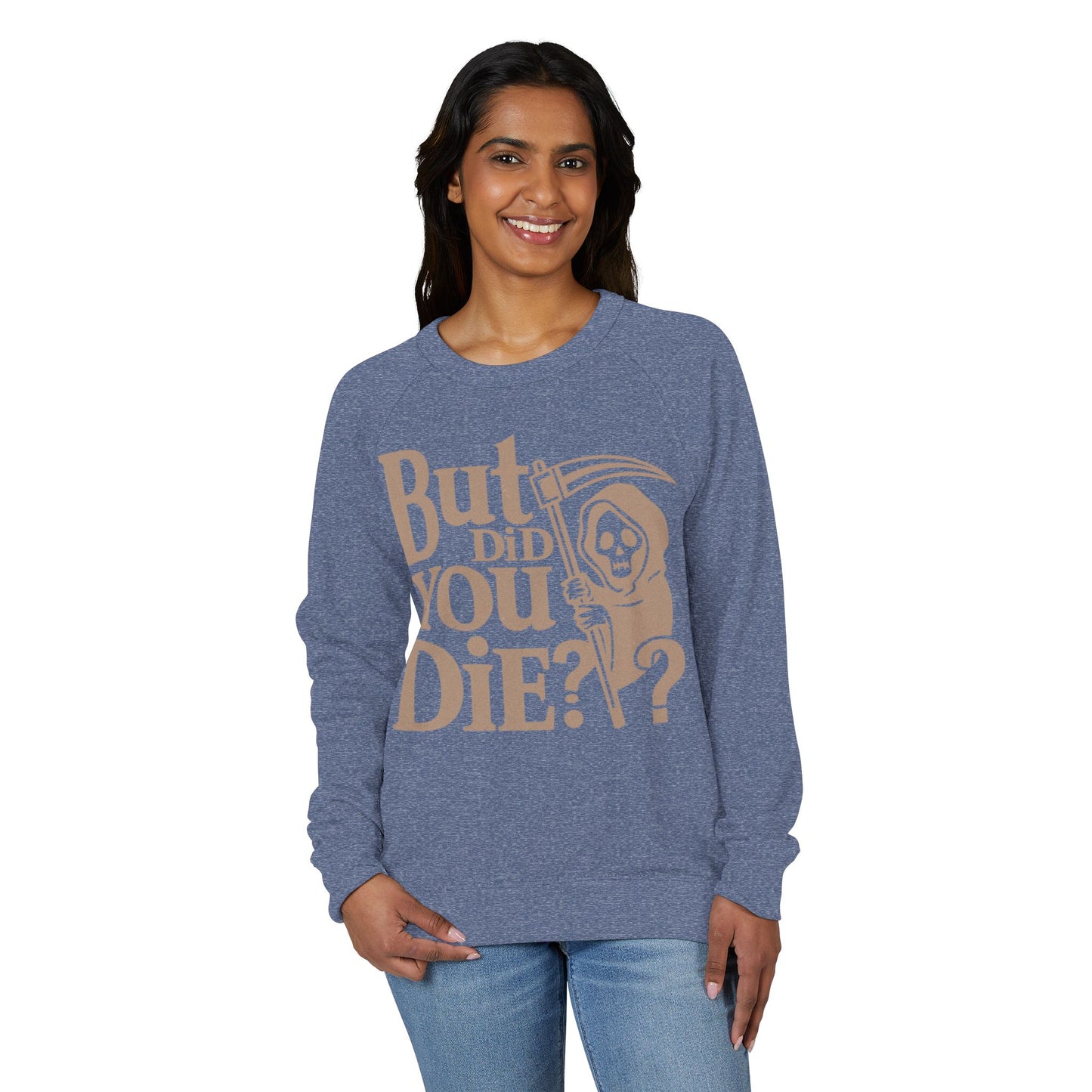 Humorous grim reaper Crewneck Sweatshirt - Fun Gift, Casual Wear, Halloween Apparel, Quirky Statement Top, Cozy Layering Piece