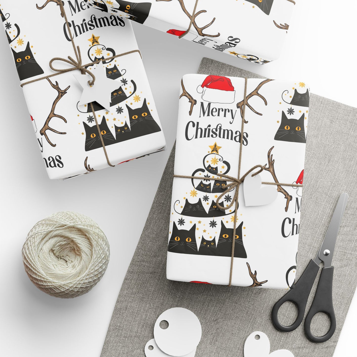 Holiday Wrapping Paper Roll, Festive Gift Wrap, Merry Christmas Kitty Design, Unique Gift Packaging, Seasonal Celebration Supplies