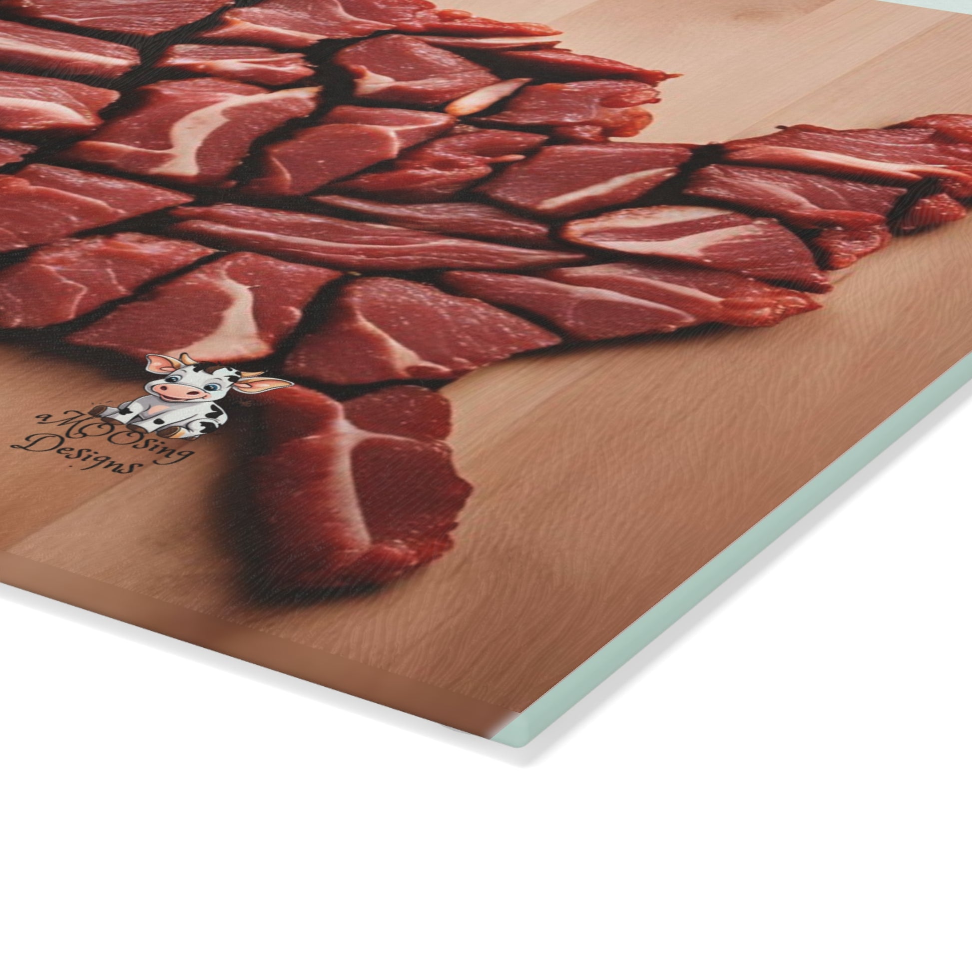 United Steaks of America Glass Cutting Board - Fun Culinary Gift for Meat Lovers - aMOOsing Designs