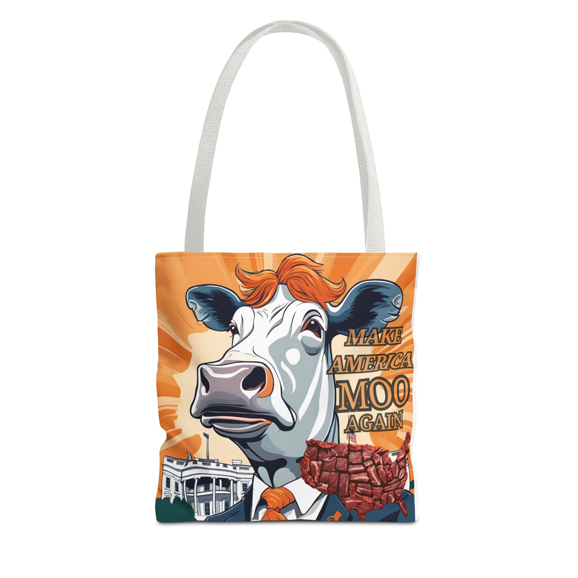 Make America Moo Again Tote Bag - Fun Cow Graphic for BBQ Lovers - aMOOsing Designs
