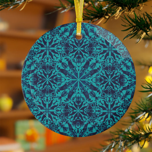 Glass Ornaments - Elegant Blue Snowflake Decor