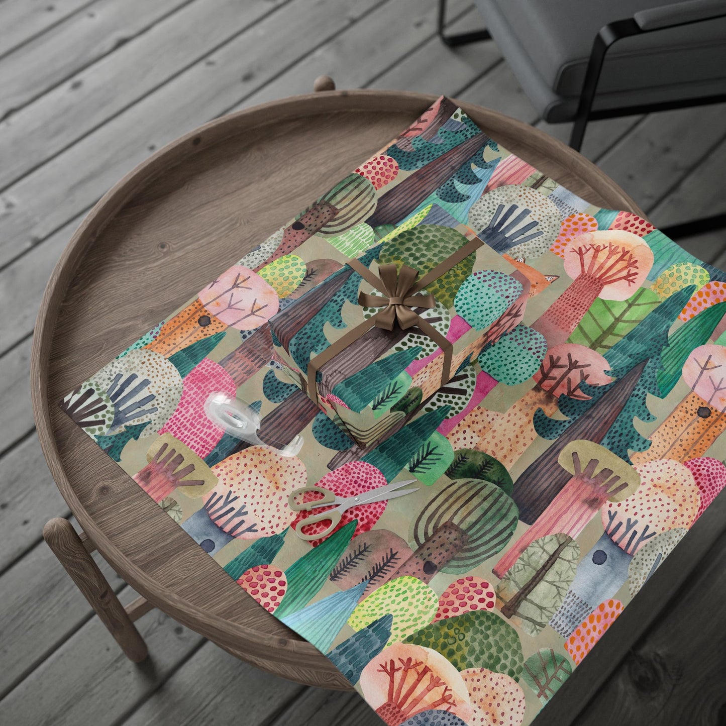 Whimsical Wrapping Paper Roll, Colorful Gift Wrap, Eco-Friendly Party Supplies, Forest-Themed Wrap, Holiday & Birthday Gift Wrap