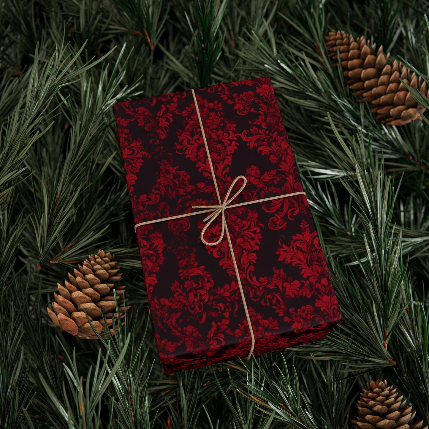 Luxurious Red Damask Wrapping Paper – A Romantic Touch for Weddings, Holidays & Grand Celebrations