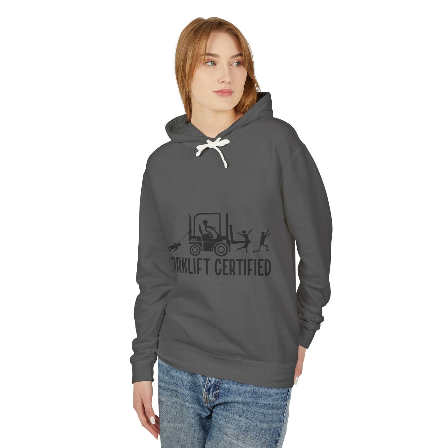 Forklift Certified Unisex Lightweight Hooded Sweatshirt - Perfect for Construction Enthusiasts! - aMOOsing Designs