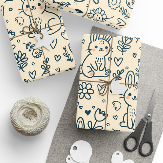 Adorable Bunny Wrapping Paper – Perfect for Easter, Kids, and Spring Celebrations! - aMOOsing Designs